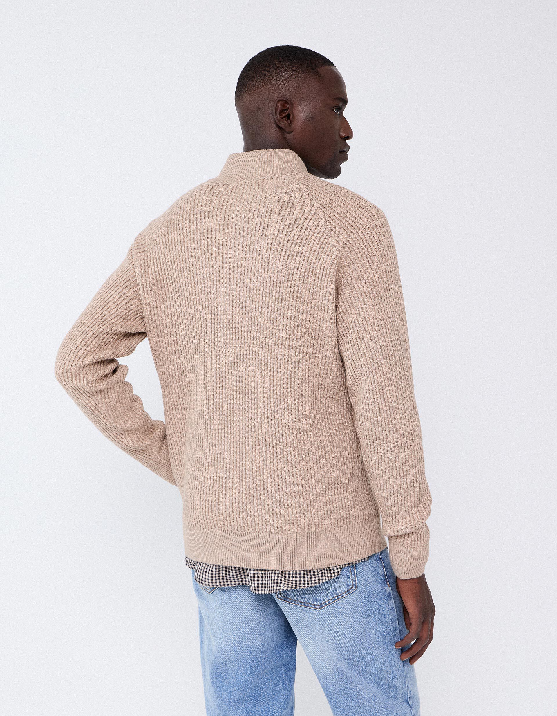 Comprar Online Camisola Com Meio Fecho, Homem, Bege