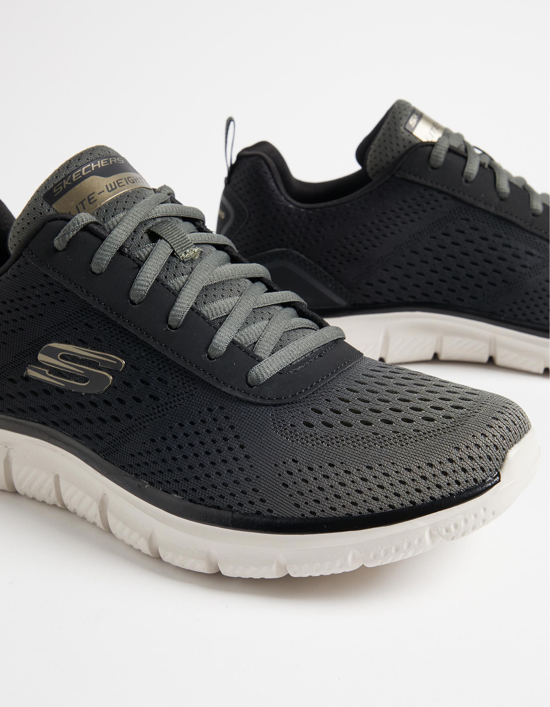 Mens grey skechers trainers cheap