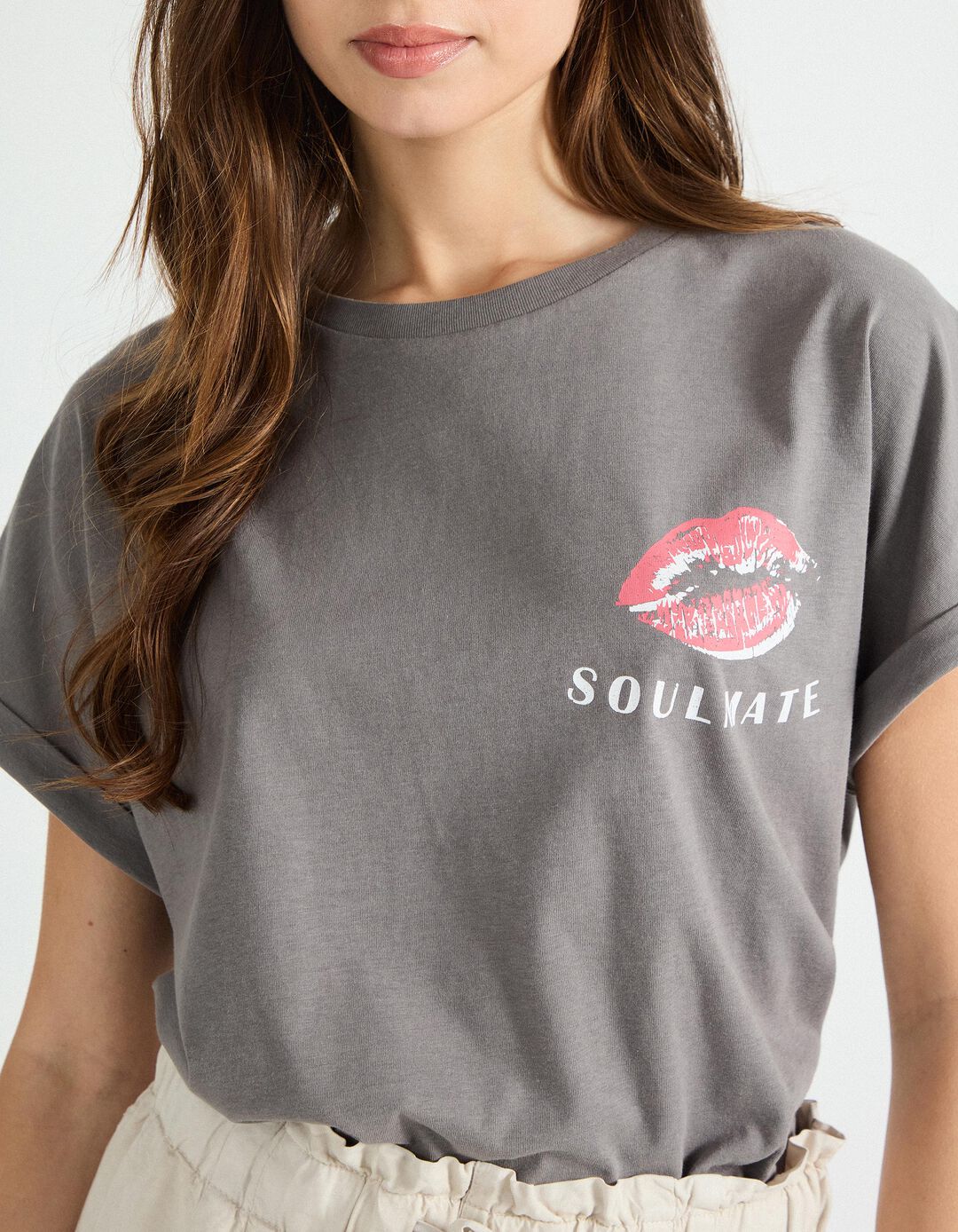 T-shirt Print, Mulher, Cinzento