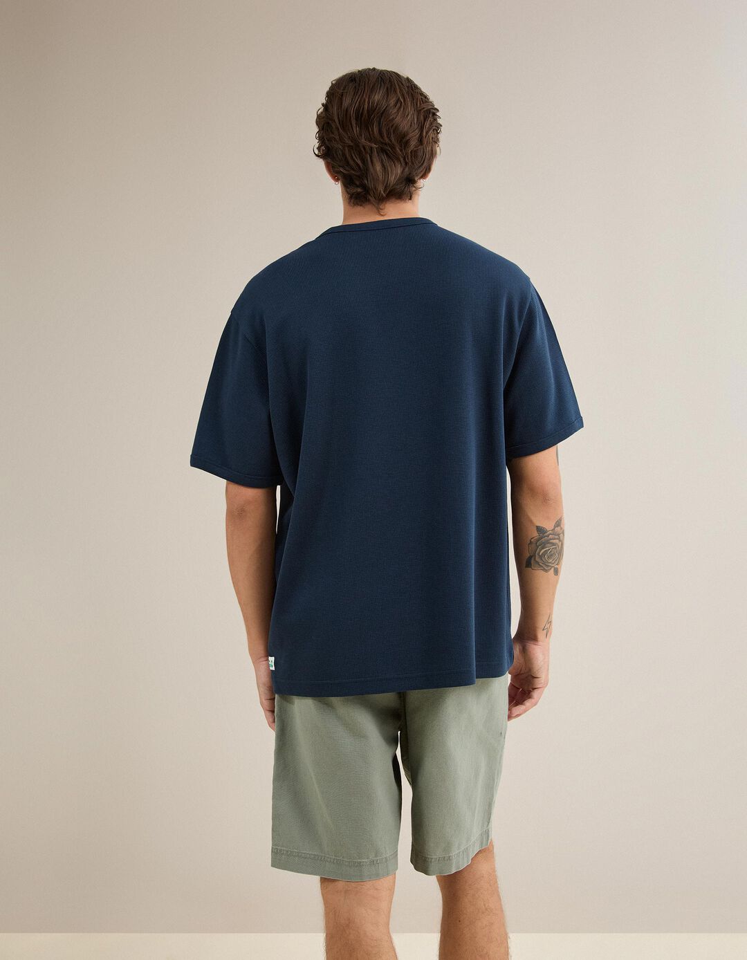 T-shirt Waffle, Homem, Azul Escuro
