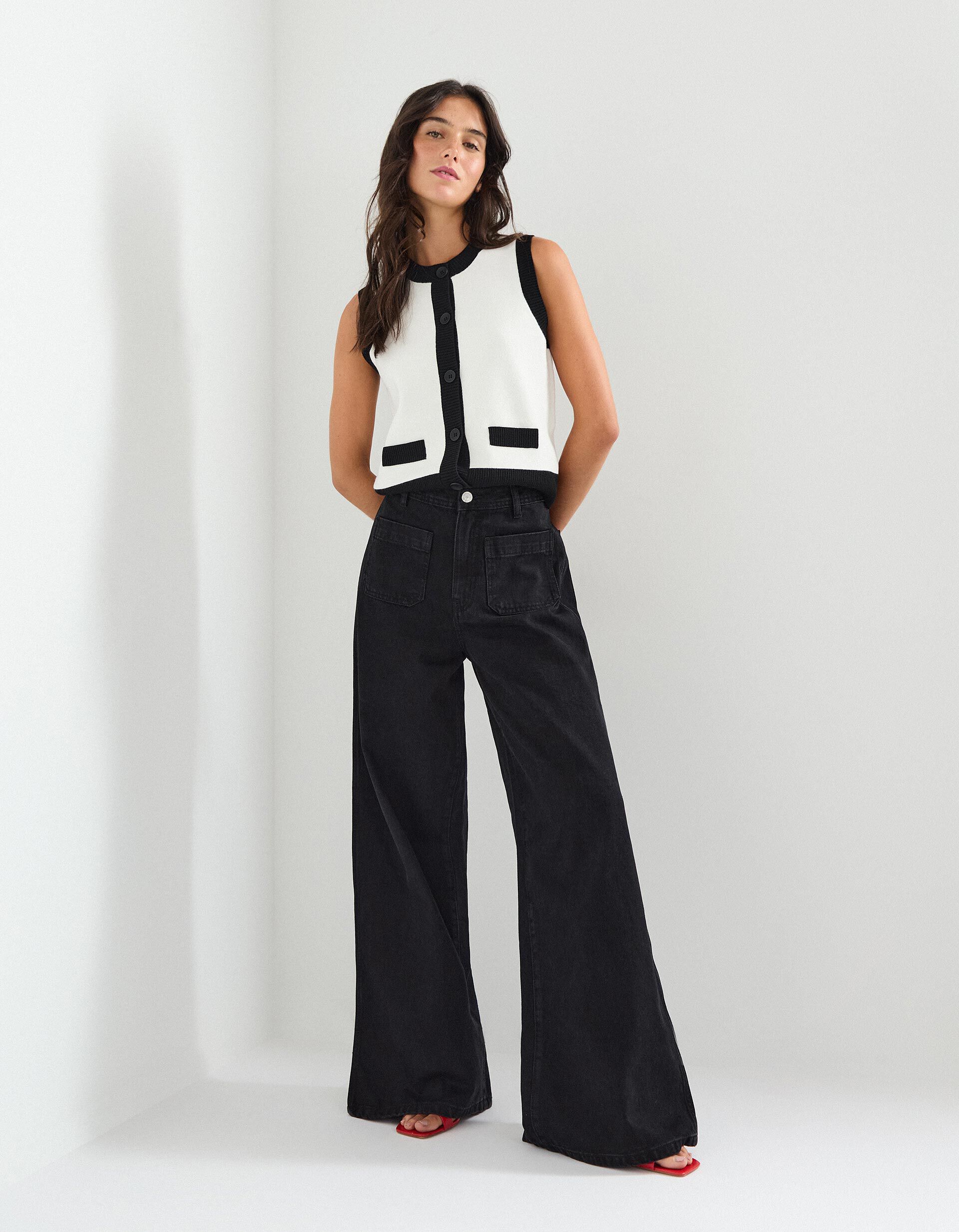Comprar Online Cal&ccedil;as de Ganga Wide Leg, Mulher, Cinzento Escuro