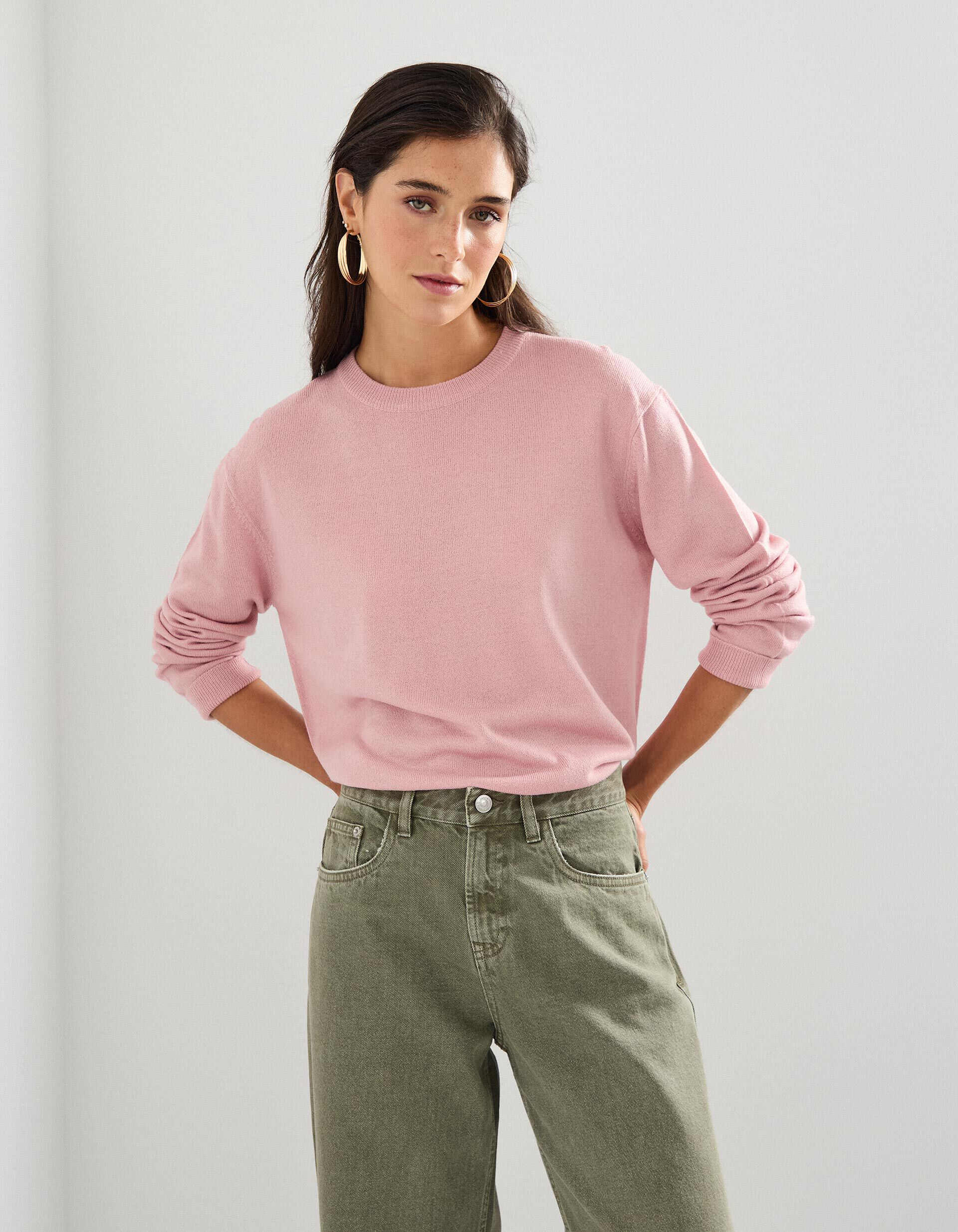 Camisola de Malha, Mulher, Rosa Claro