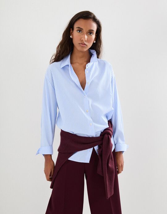 Comprar Online Camisa às Riscas, Mulher, Azul Claro