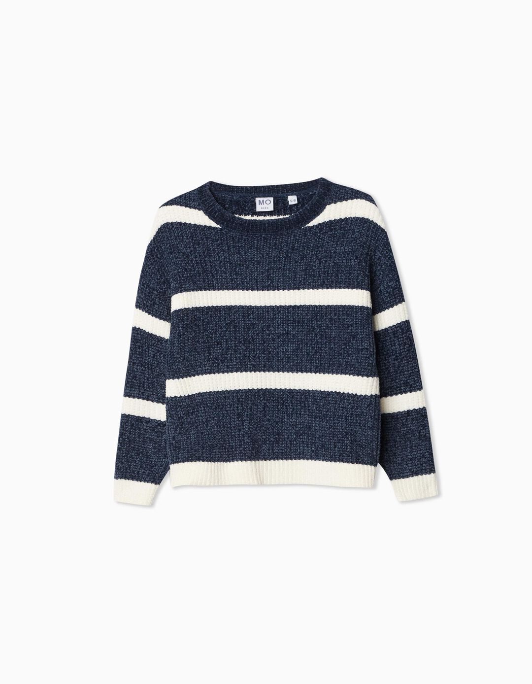 Striped Knit Sweater, Girl, Dark Blue