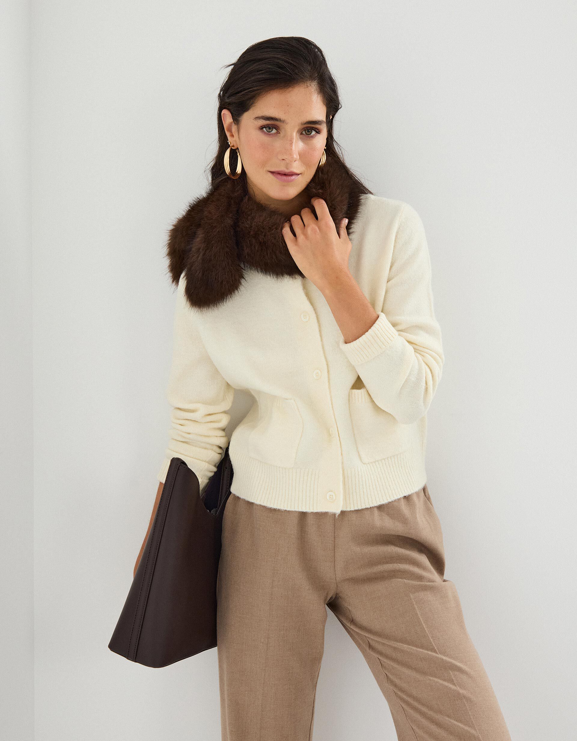 Comprar Online Casaco de Malha, Mulher, Bege Claro