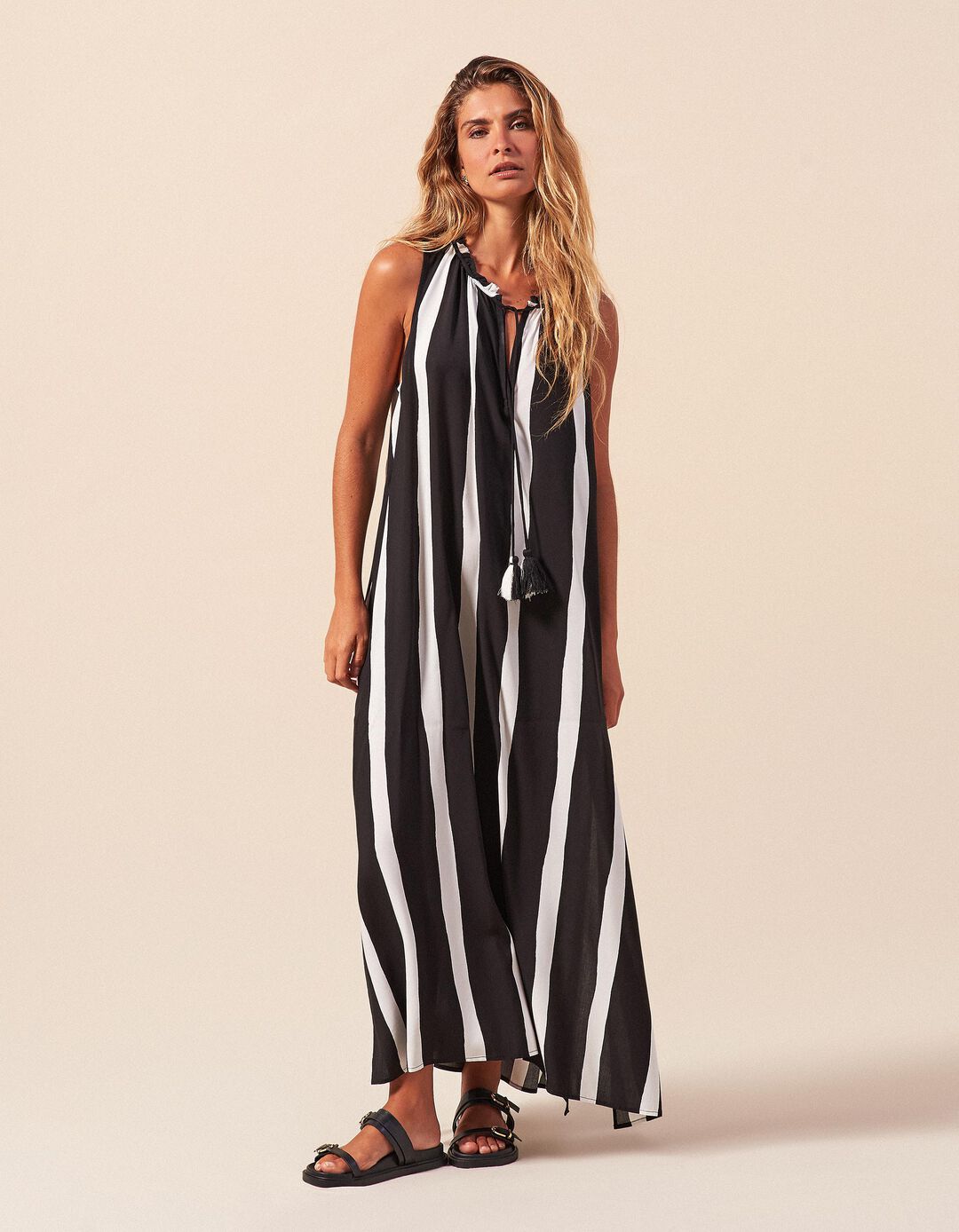 Vestido Riscas, Mulher, Preto