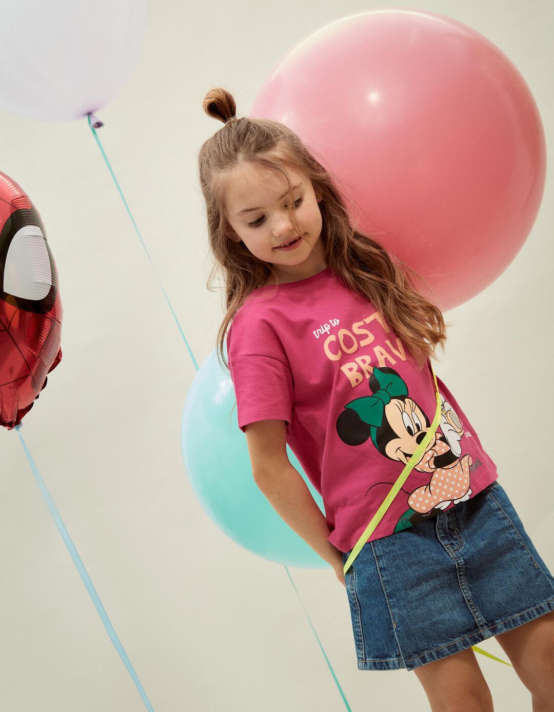 'Disney' T-shirt, Girl, Dark Pink