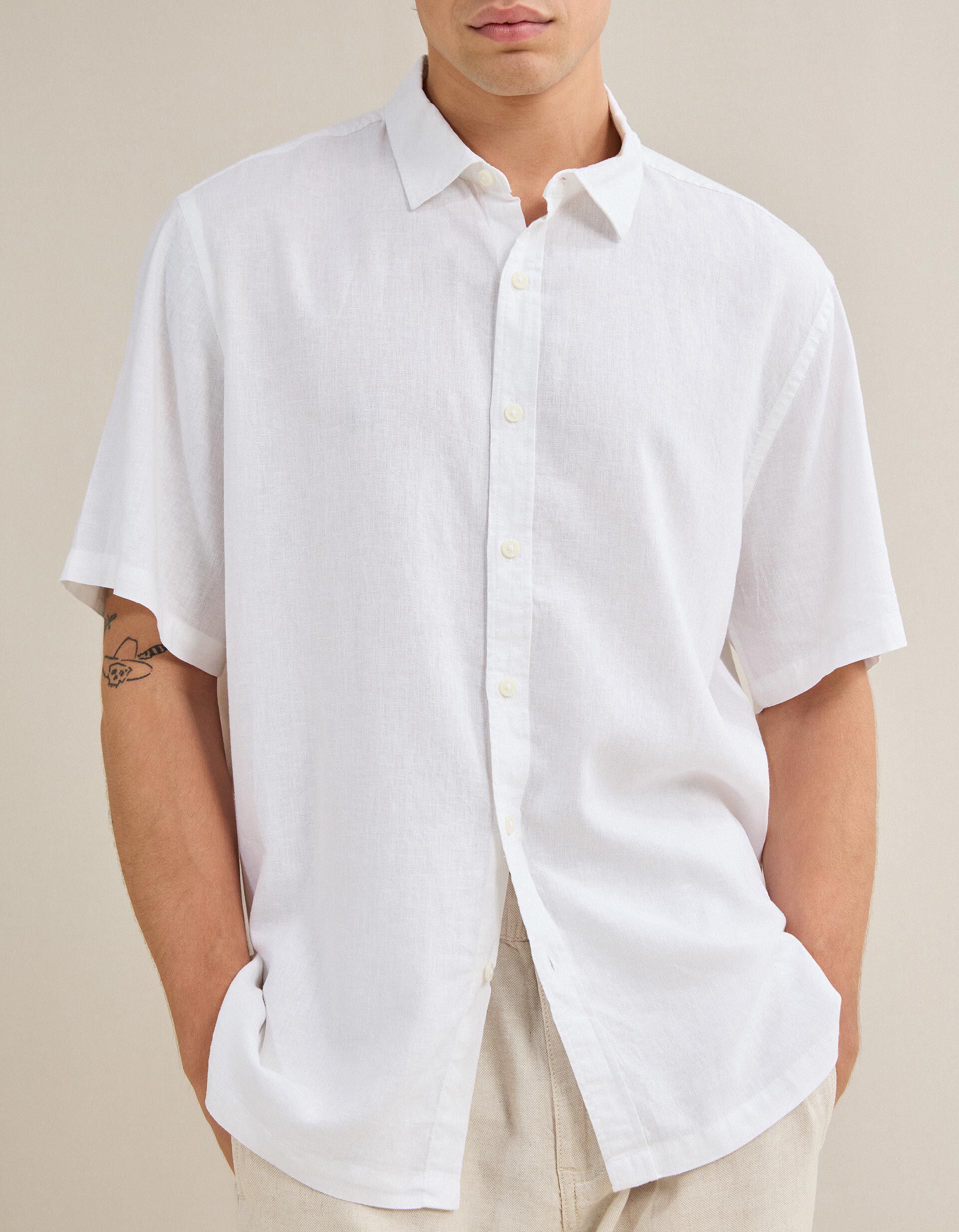 Comprar Online Camisa Com Linho, Homem, Branco