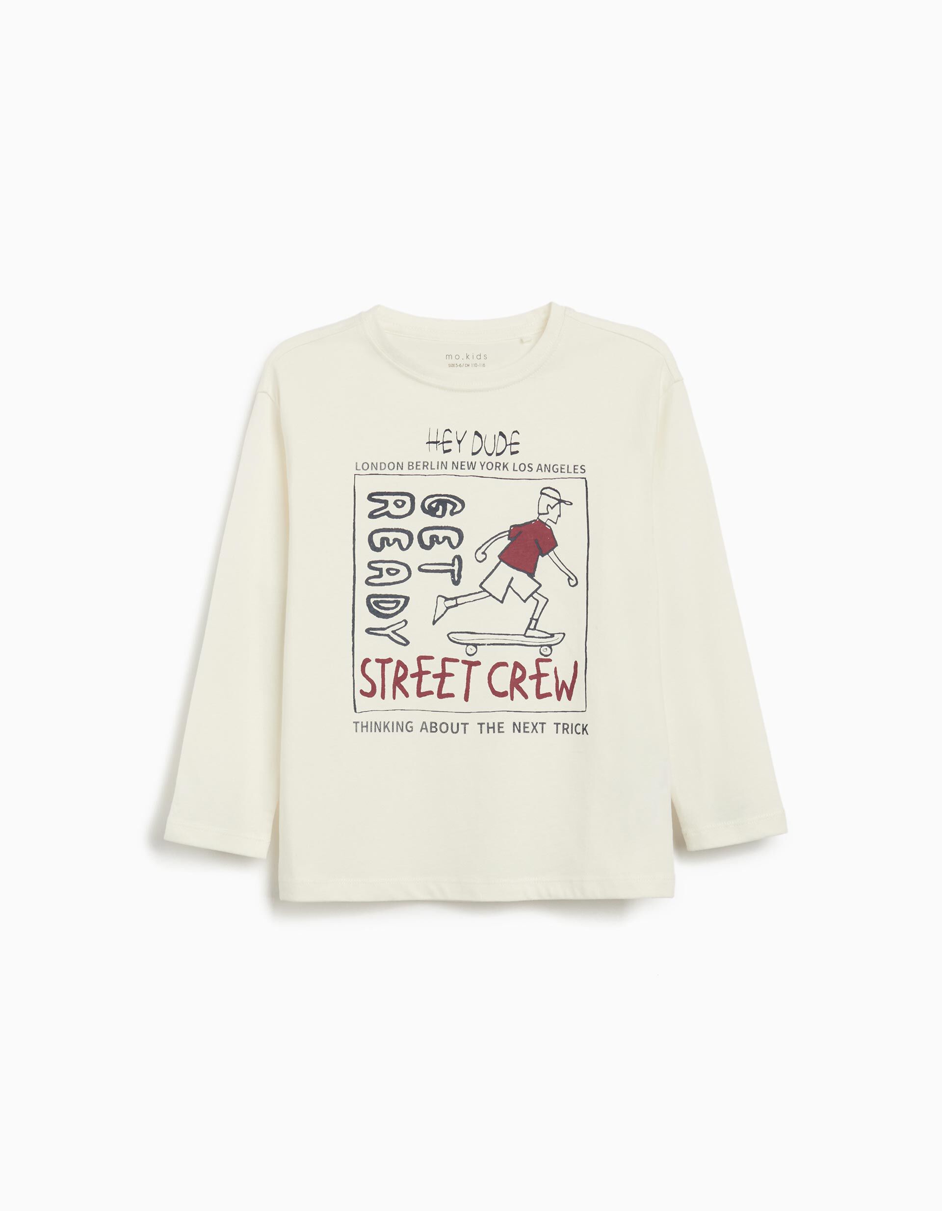 Comprar Online T-shirt de Manga Comprida Estampado, Menino, Branco