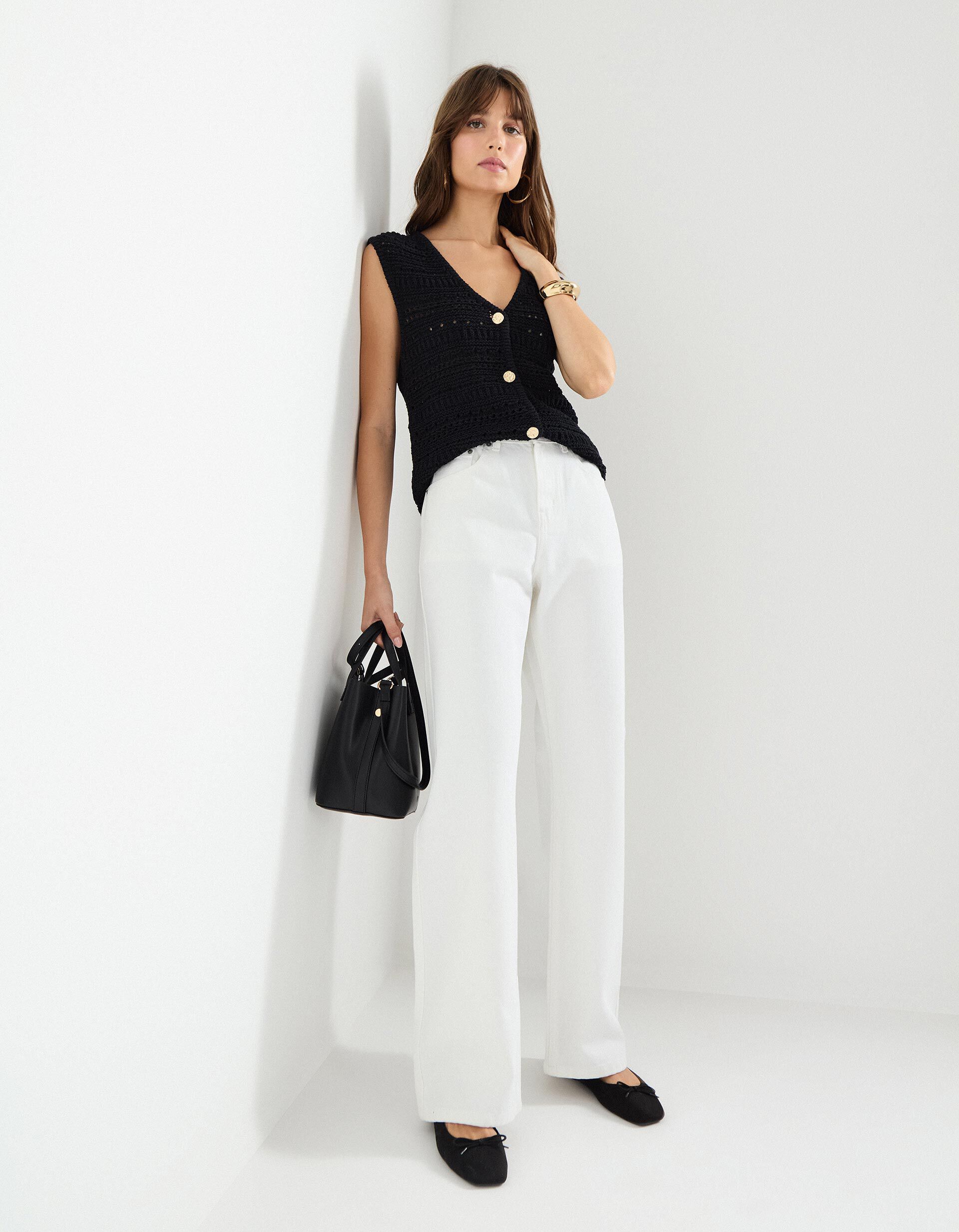 Comprar Online Cal&ccedil;as de Ganga Wide Leg, Mulher, Branco