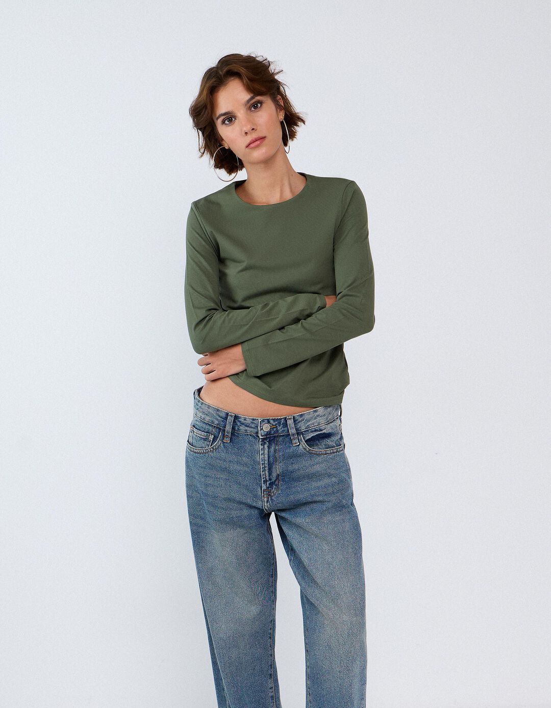 Camisola De Manga Comprida, Mulher, Verde Escuro