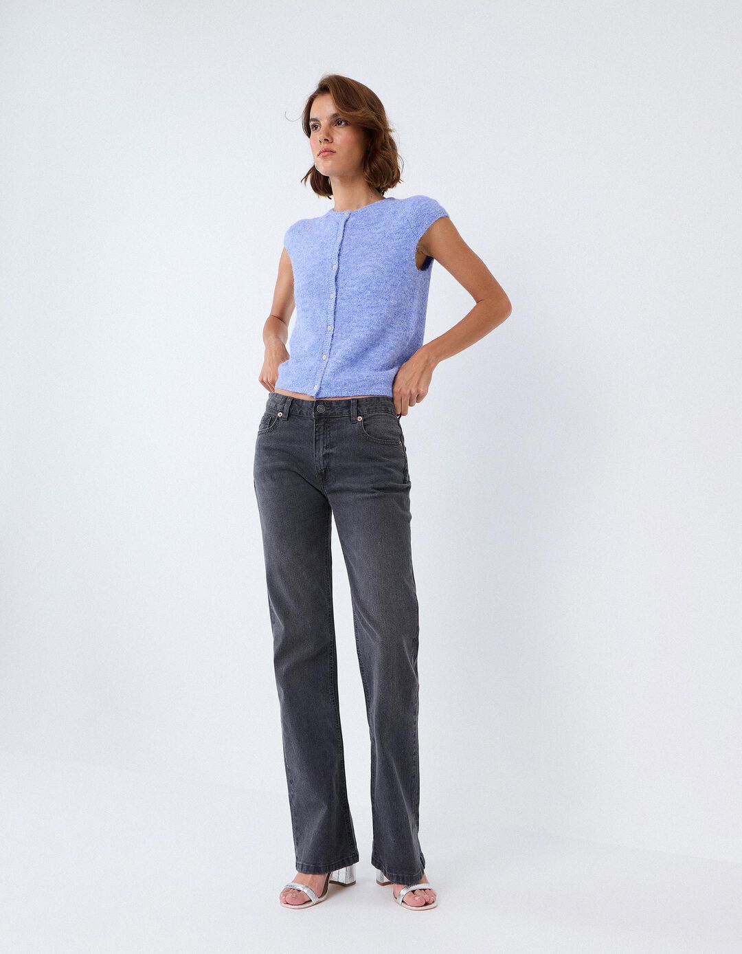 Cal&ccedil;as De Ganga Bootcut, Mulher, Cinzento Escuro