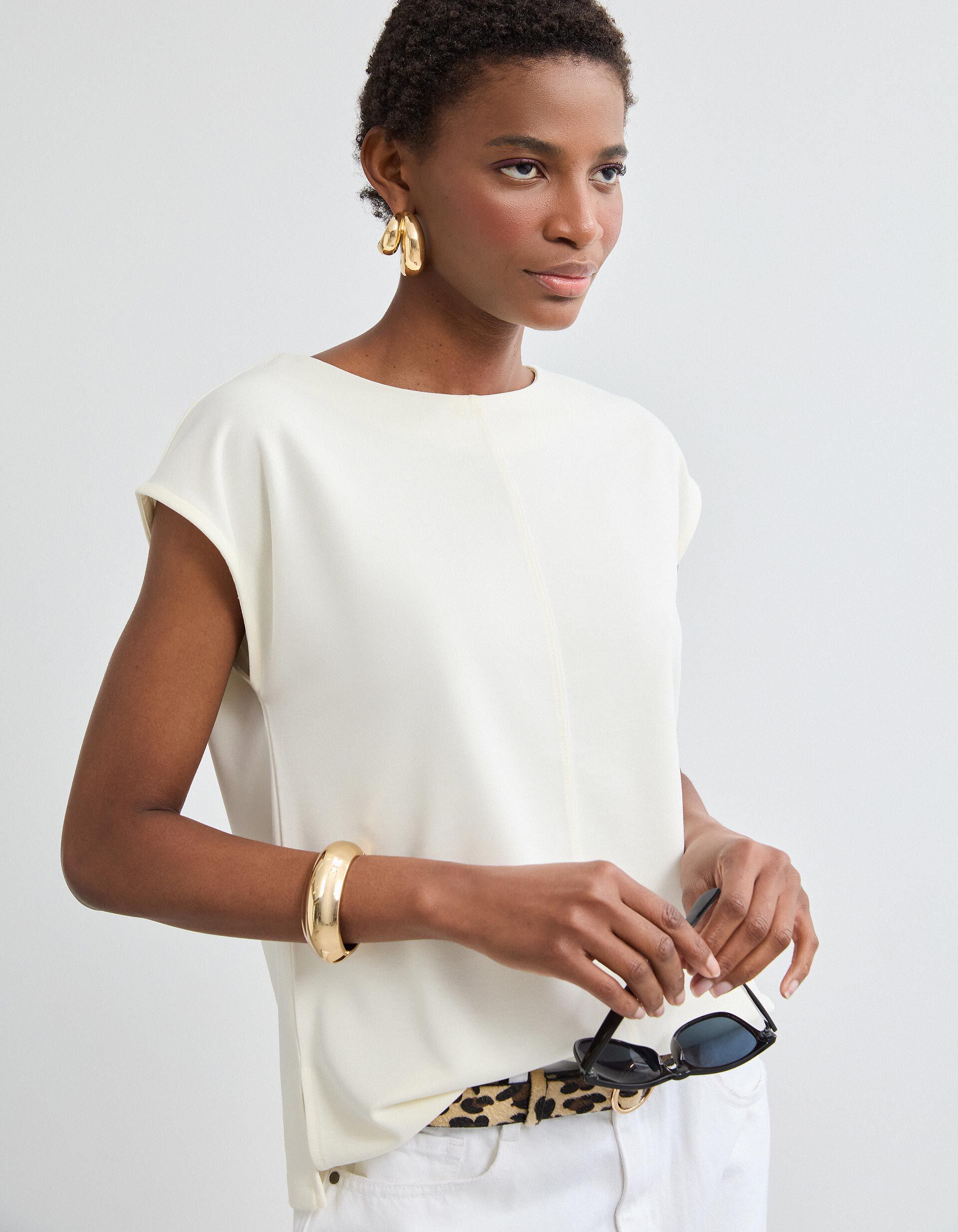 Comprar Online T-shirt, Mulher, Bege Claro