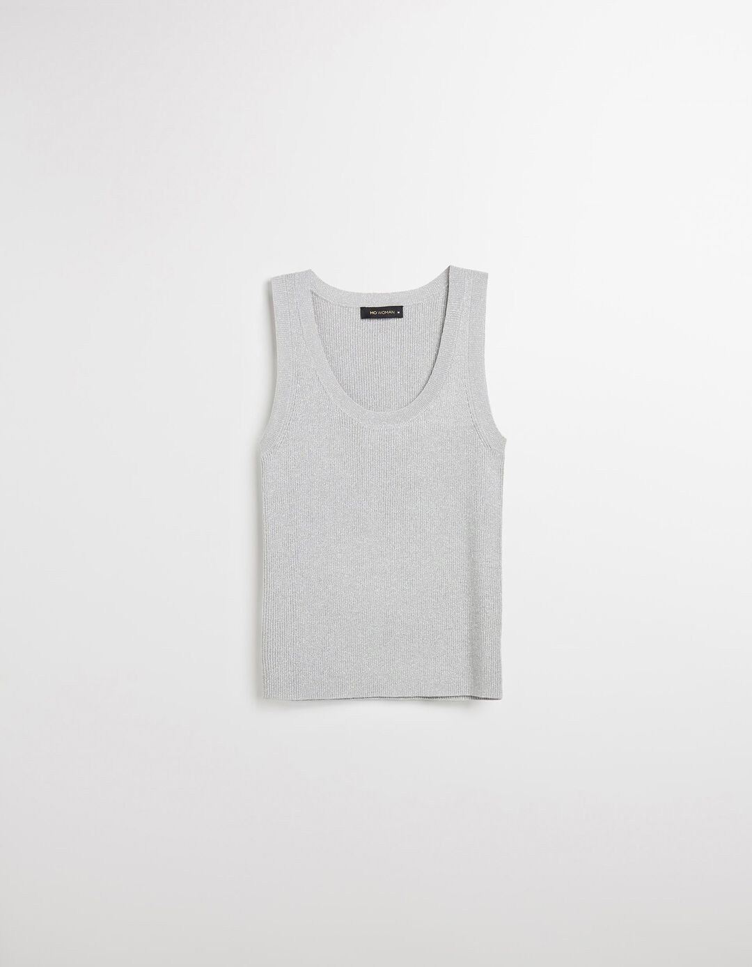 Top Lurex, Mulher, Cinzento