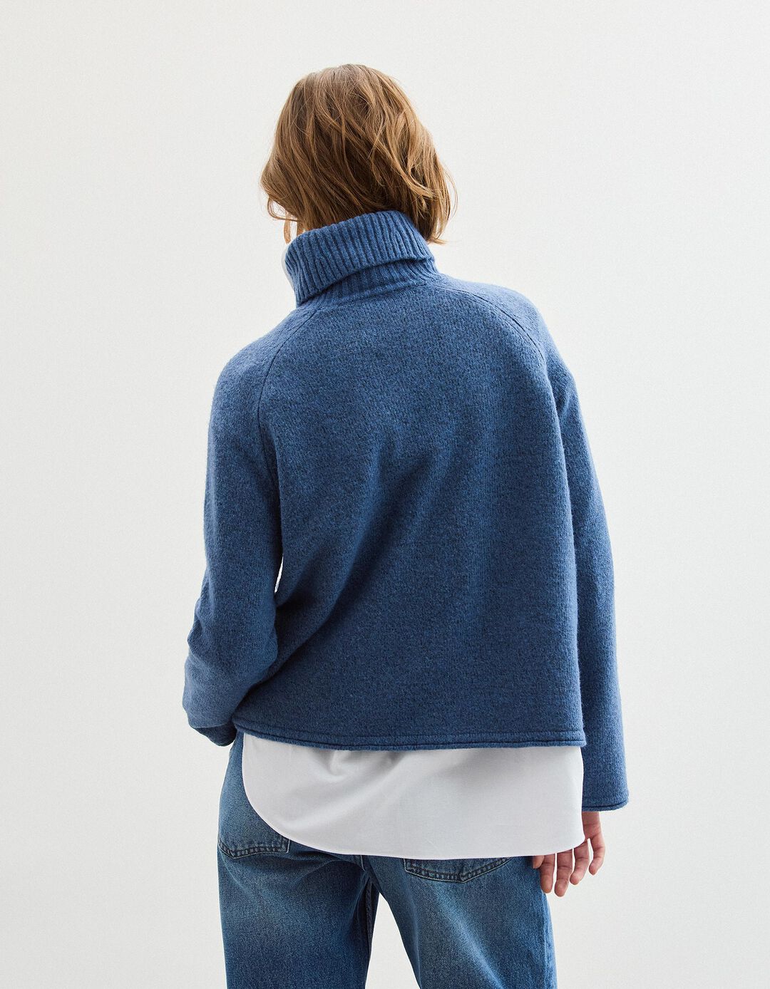 Camisola com L&atilde;, Mulher, Azul Escuro