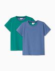 Pack 2 T-shirts Premium, Menino, Verde/Azul