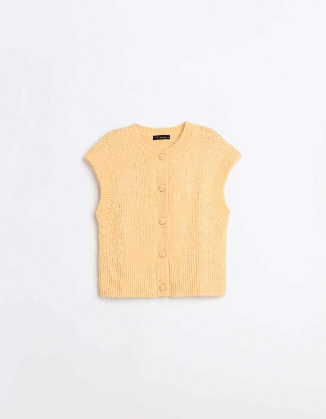 Colete com Lã, Mulher, Amarelo Claro