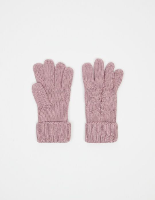 Knitted Gloves, Women, Pink