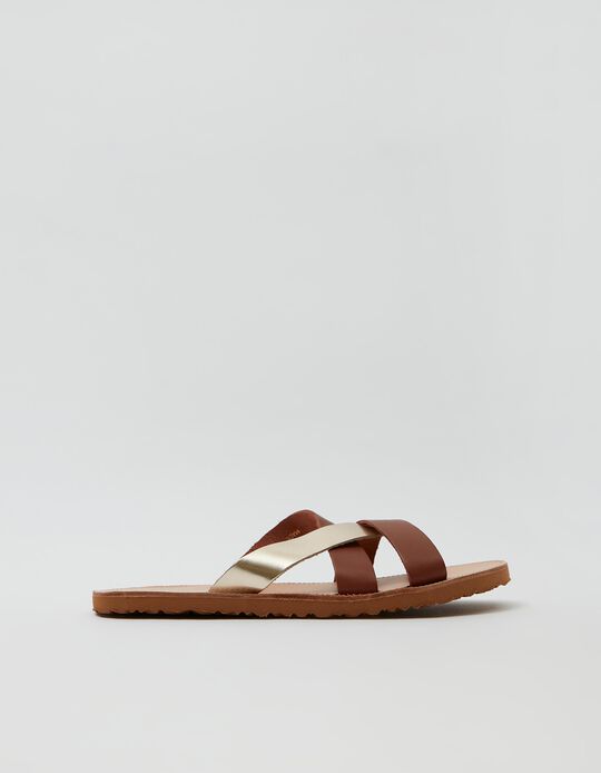 Leather Sandals, Women, Brown