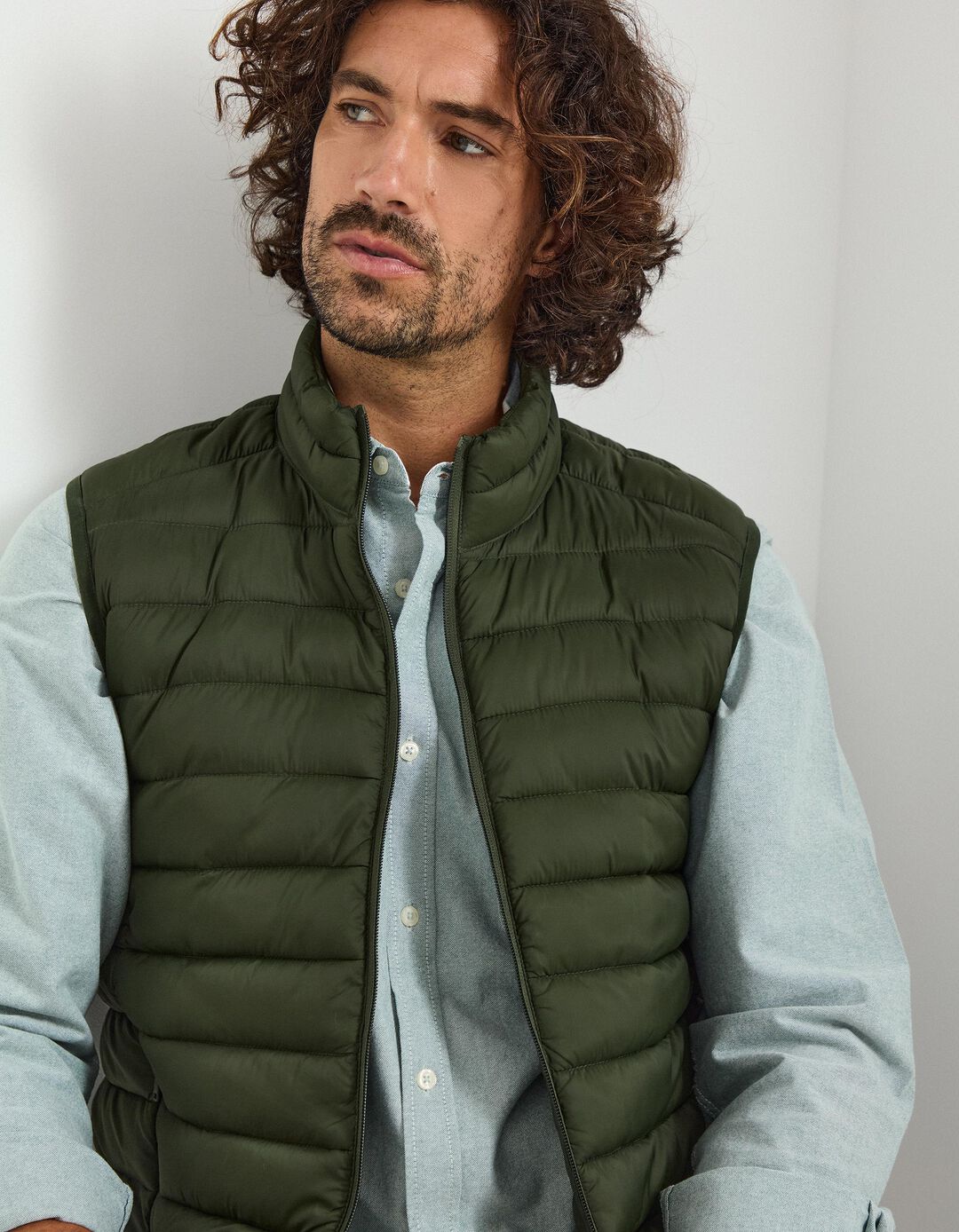 Colete Acolchoado, Homem, Verde Escuro
