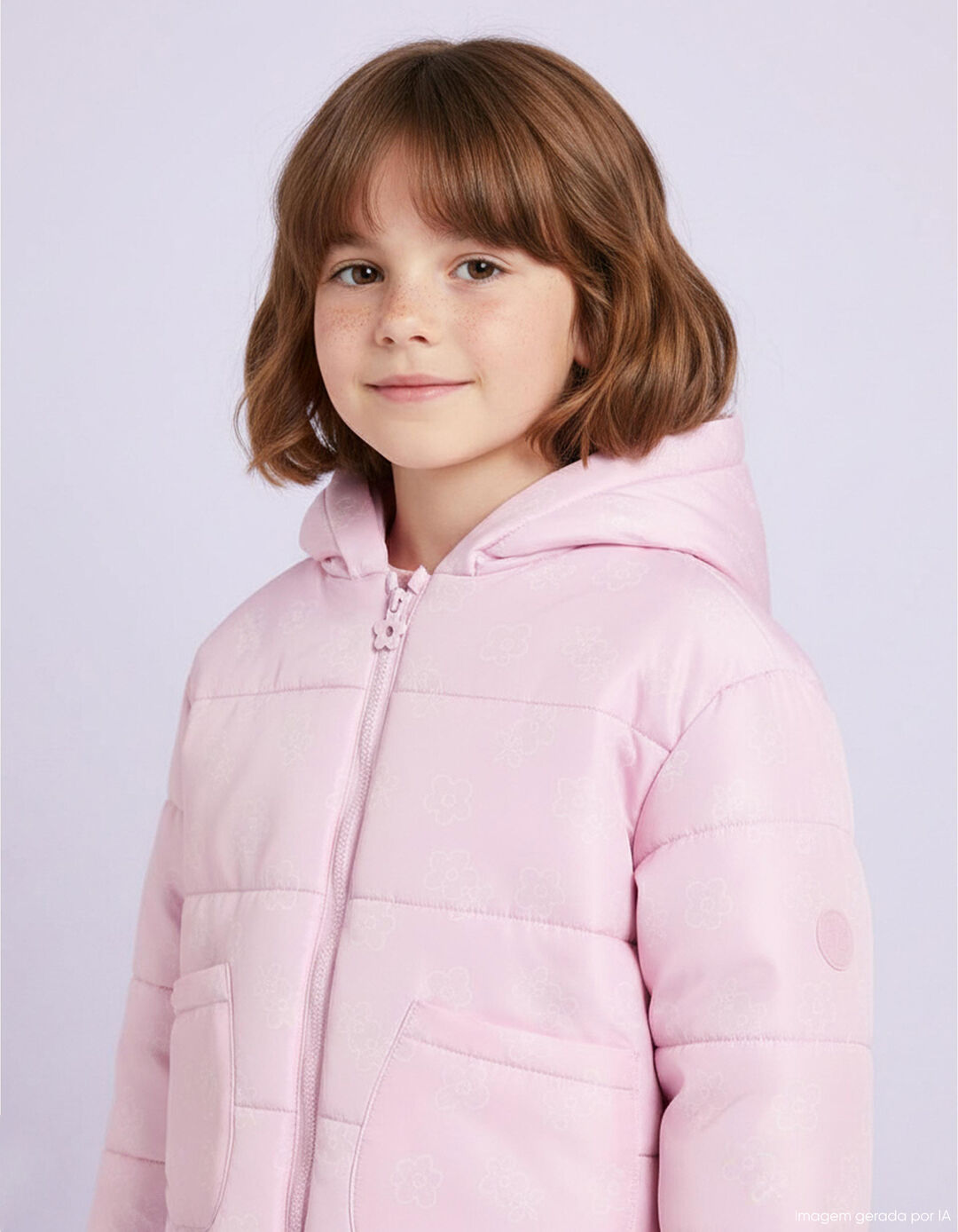 Casaco Acolchoado, Menina, Rosa Claro
