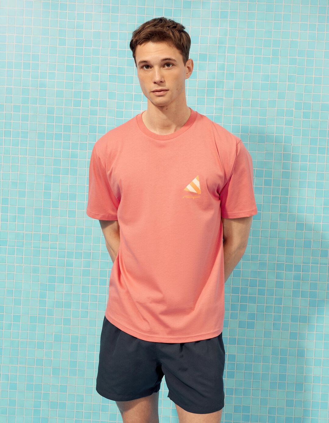 T-shirt Estampada, Homem, Laranja