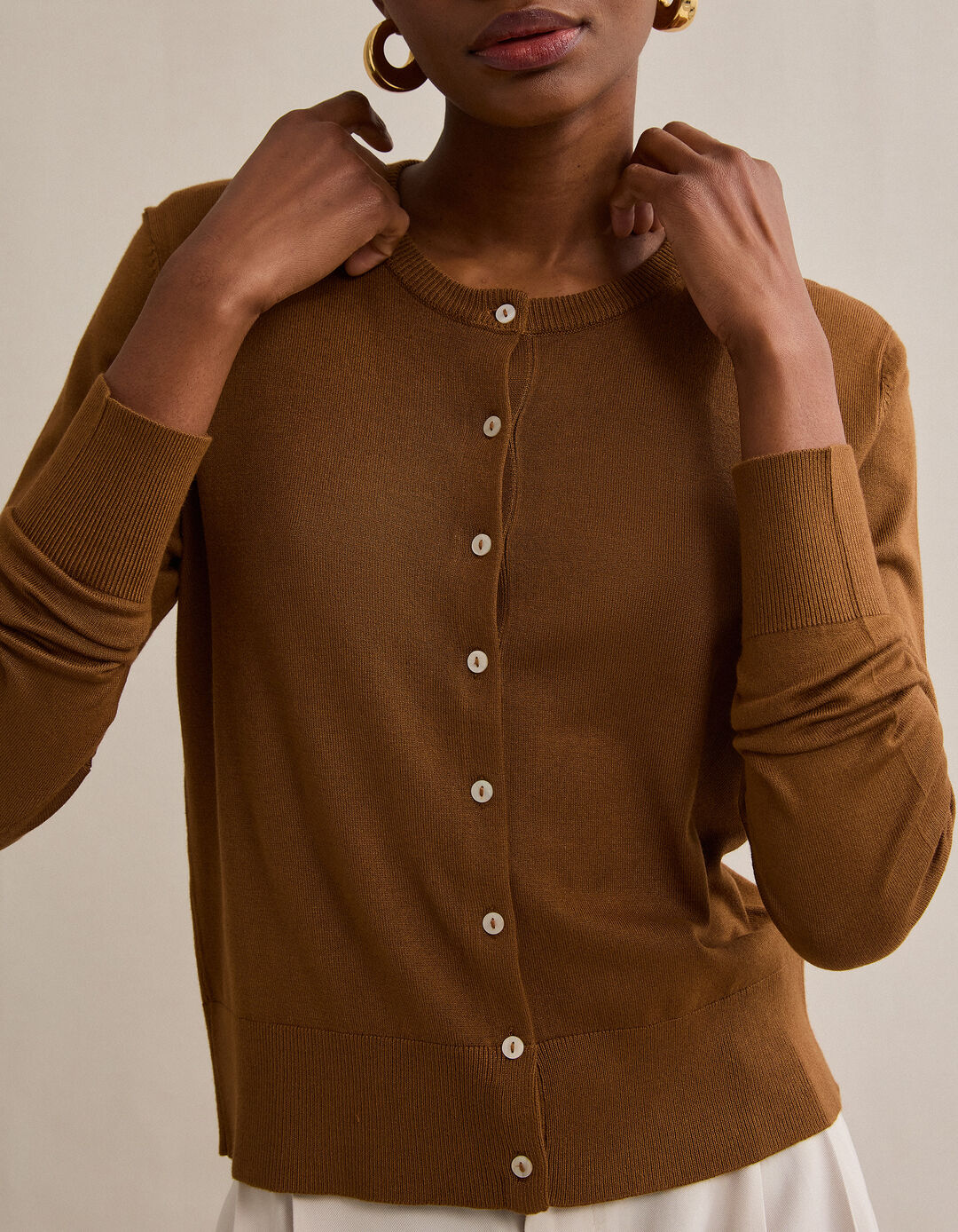 Casaco de Malha, Mulher, Bege