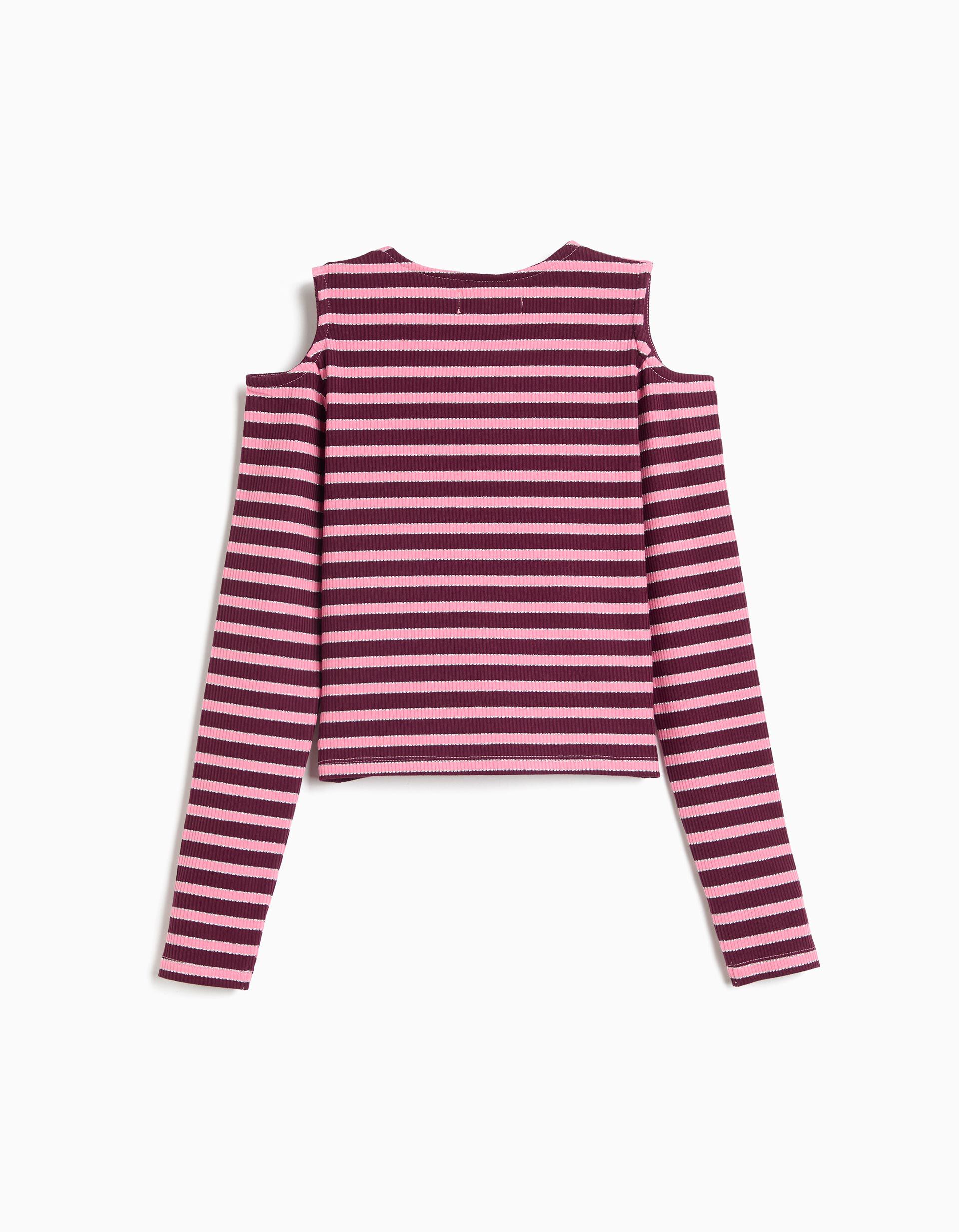 Comprar Online T-shirt De Manga Comprida &Agrave;s Riscas, Menina, Roxo Escuro