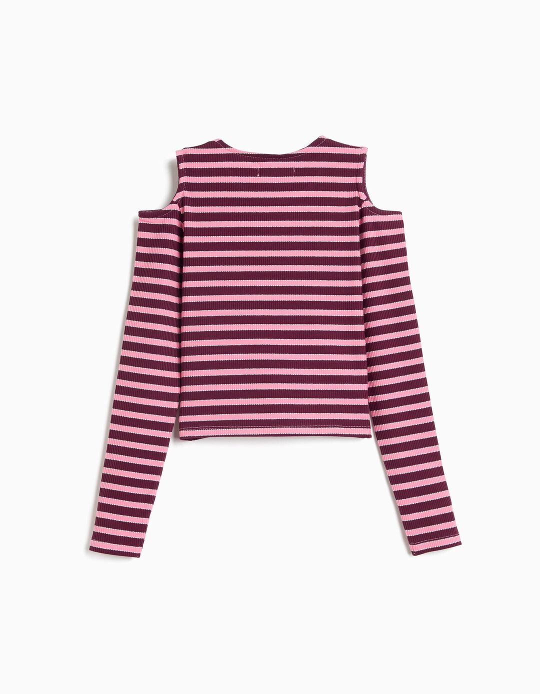 T-shirt De Manga Comprida &Agrave;s Riscas, Menina, Roxo Escuro
