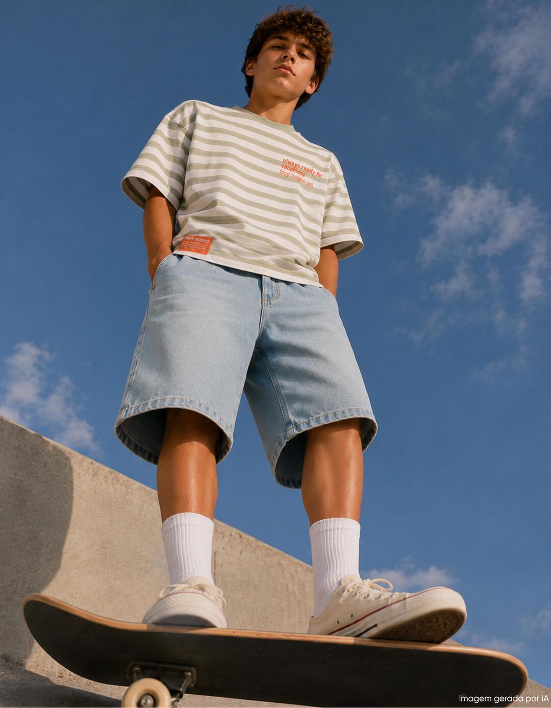 Cal&ccedil;&otilde;es de Ganga 'Loose Fit', Menino, Azul