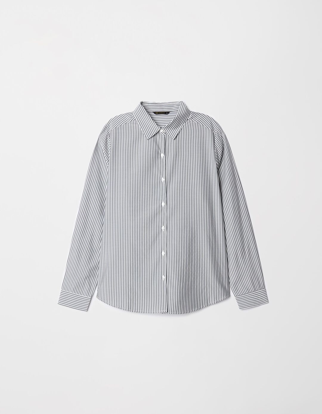 Camisa de Manga Comprida Popelina Riscas, Mulher, Azul Escuro