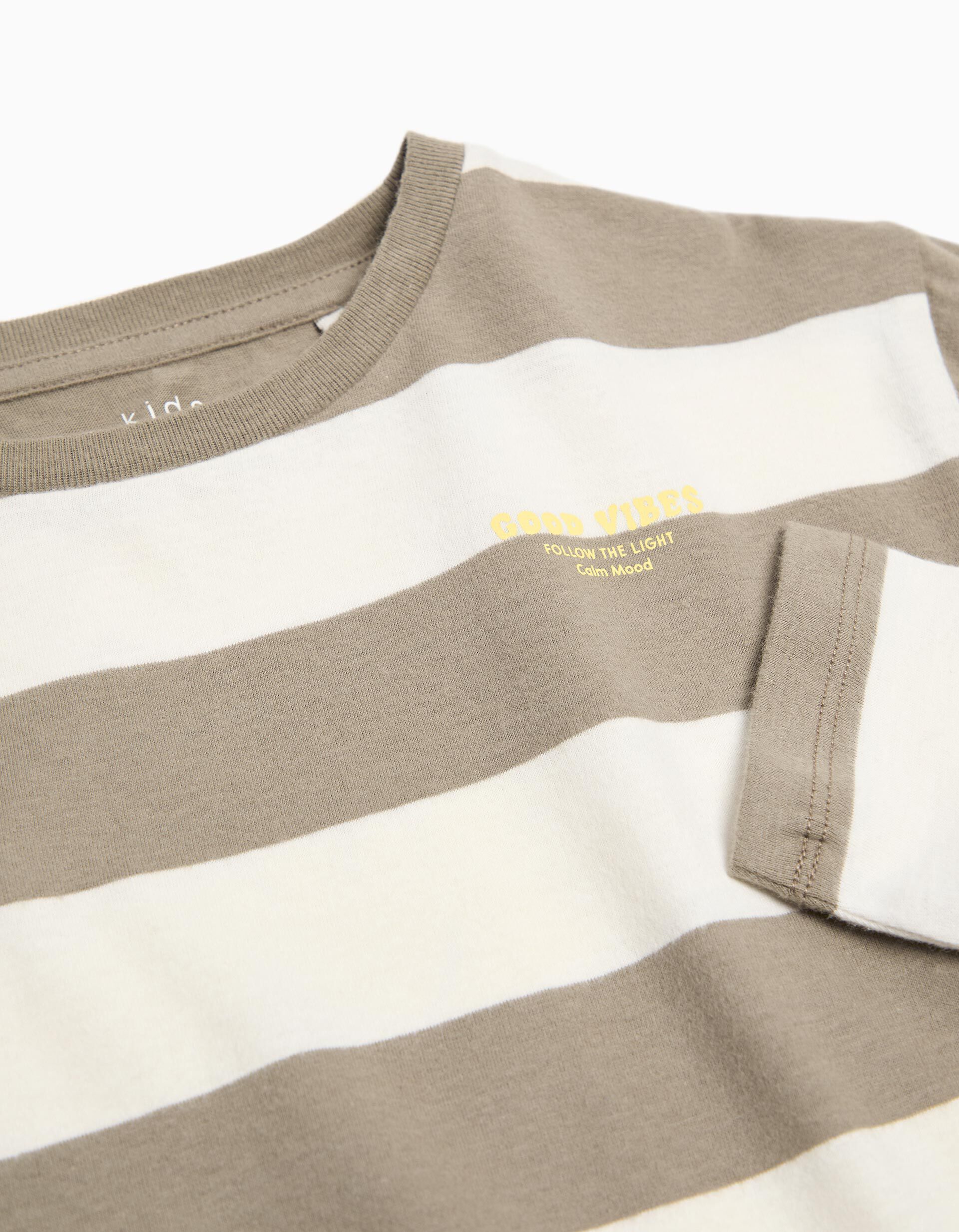 Comprar Online T-shirt de Manga Comprida Riscas, Menino, Verde Escuro
