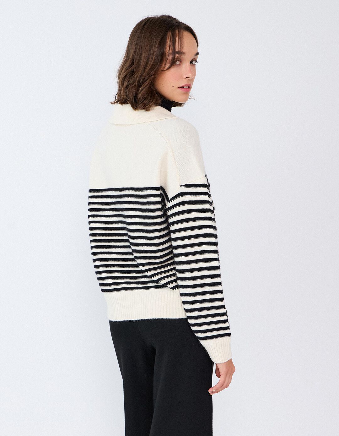 Camisola De Malha &Agrave;s Riscas, Mulher, Preto