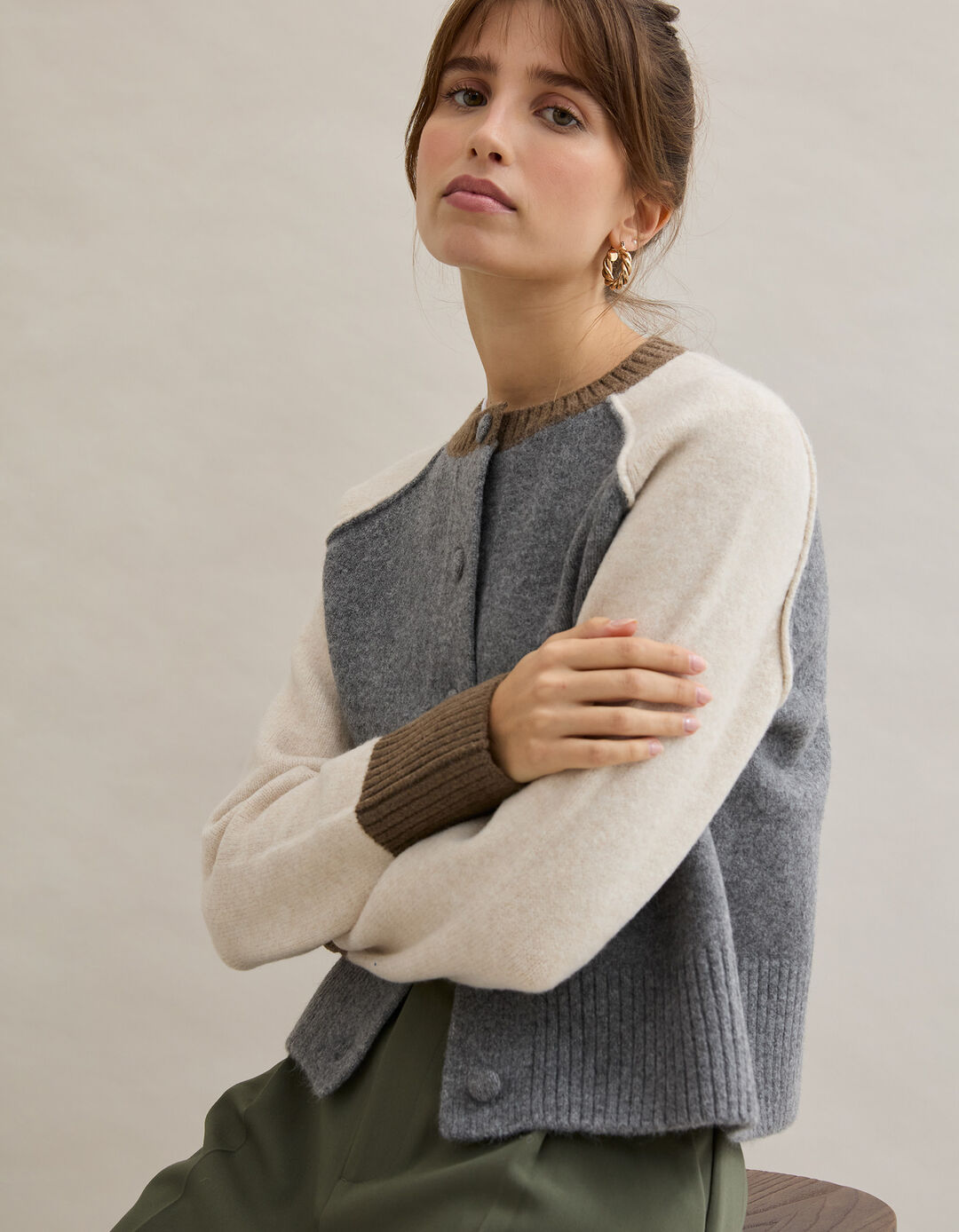 Casaco com L&atilde;, Mulher, Cinzento