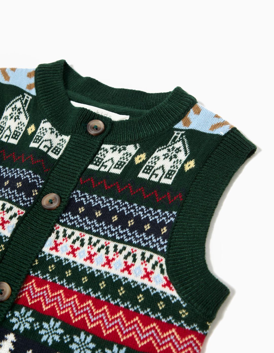 Colete de Malha, Menina, Verde Escuro