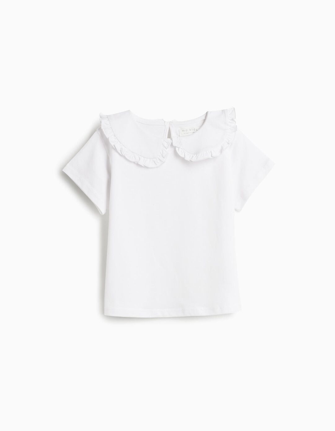 T-shirt com Gola, Menina, Branco