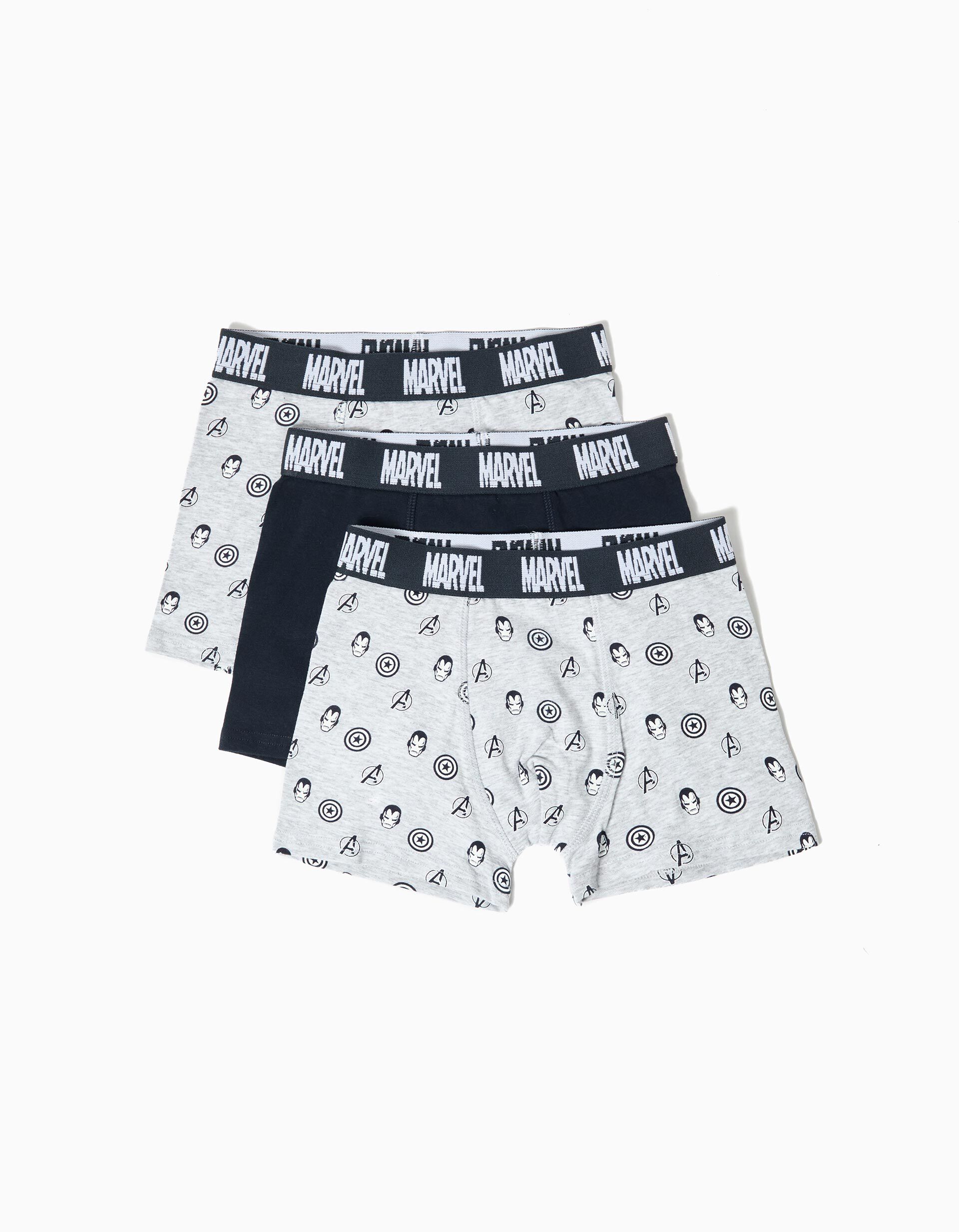 Comprar Online Pack 3 Boxers 'Avengers', Menino, Cinzento Claro