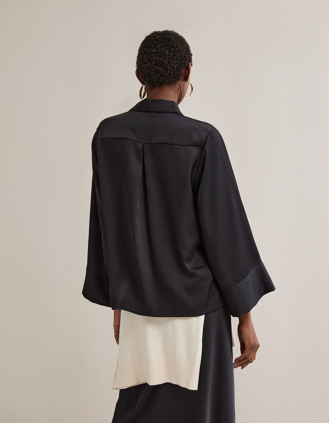 Camisa Acetinada, Mulher, Preto