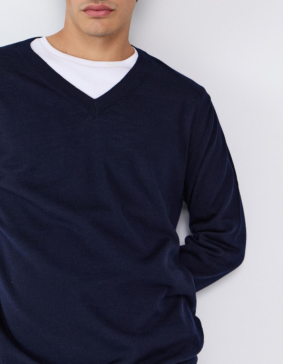 Camisola De L&atilde; Merino, Homem, Azul Escuro