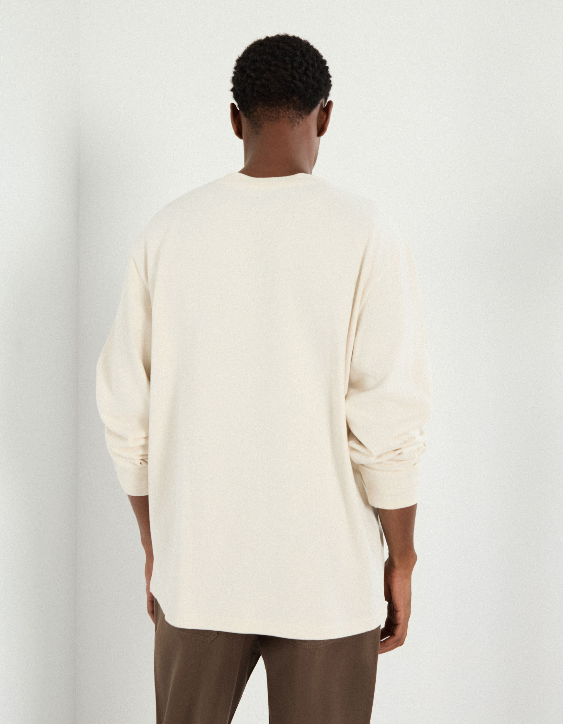 Comprar Online T-shirt de Manga Comprida, Homem, Cinzento Claro 