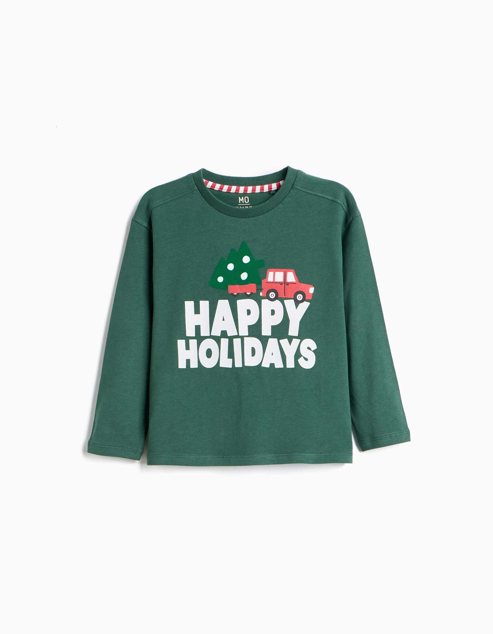 Comprar Online T-shirt Manga Comprida, Menino, Verde Escuro