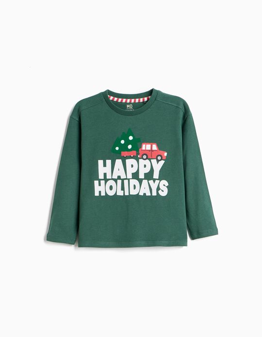 Comprar Online T-shirt Manga Comprida, Menino, Verde Escuro