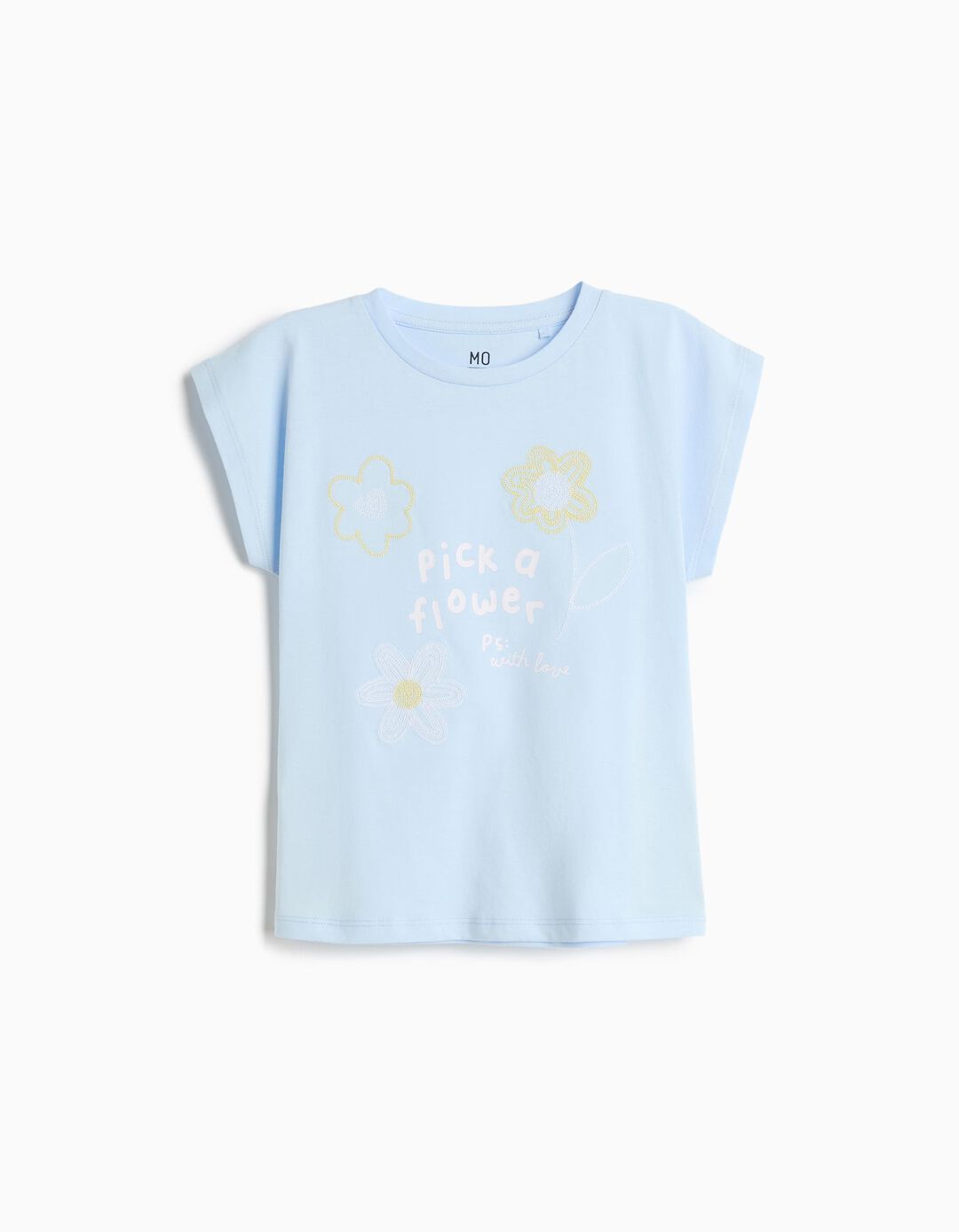 T-shirt Estampada, Menina, Azul Claro