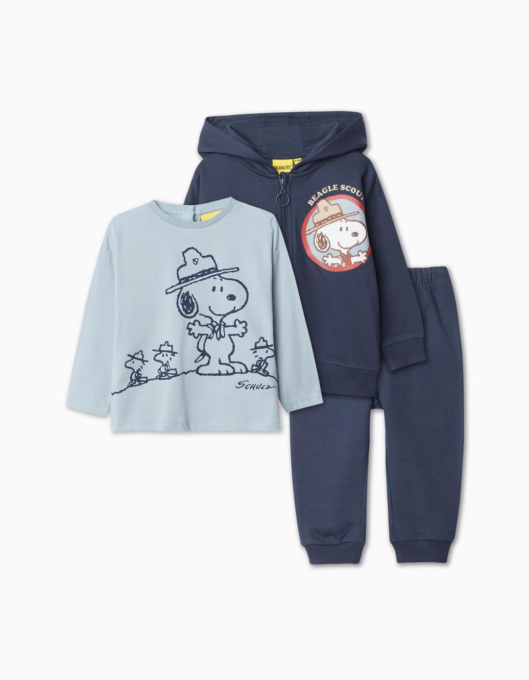 Fato de Treino + T-shirt de Manga Comprida 'Snoopy', Bebé Menino, Azul