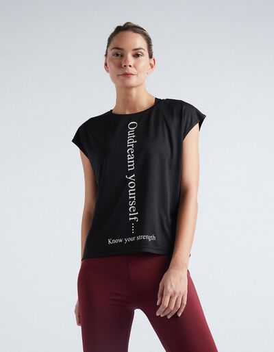 Sleeveless Sports T-shirt, Women, Black