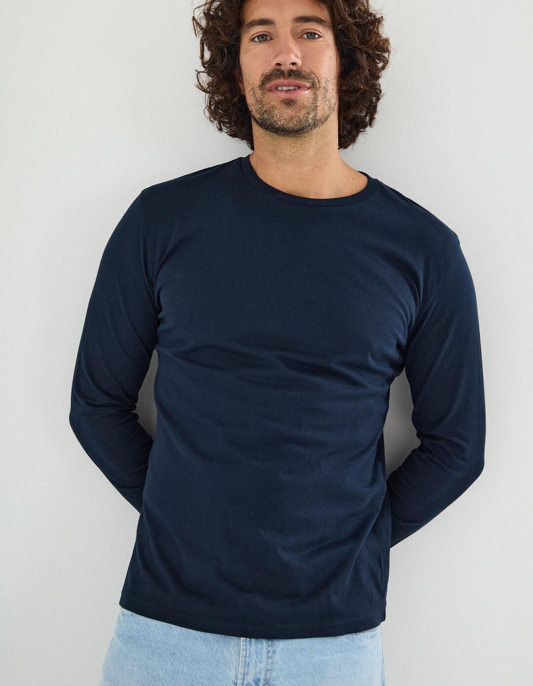 T-shirt Manga Comprida, Homem, Azul Escuro