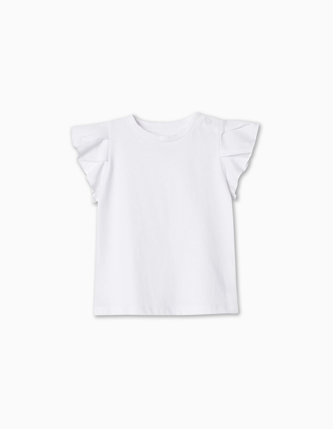Ruffled T-shirt, Baby Girl, White