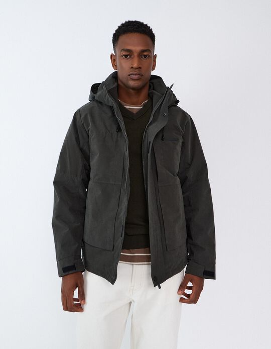 Comprar Online Parka T&eacute;cnica Com Capuz, Homem, Verde Escuro