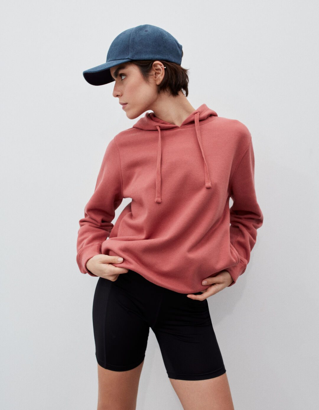 Fleece Hooded Sweatshirt, Woman, Pink