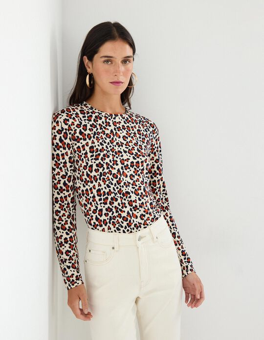 Comprar Online T-shirt de Manga Comprida, Mulher, Bege 